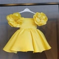 thumbnail image 2 of Otqutp Wedding Dresses for Baby Girls Kids Toddler Baby Girls Birthday Dress Solid Flower Princess Pageant Dress Party Prom Ball Gown Dresses(Yellow,12-24 Months), 2 of 5