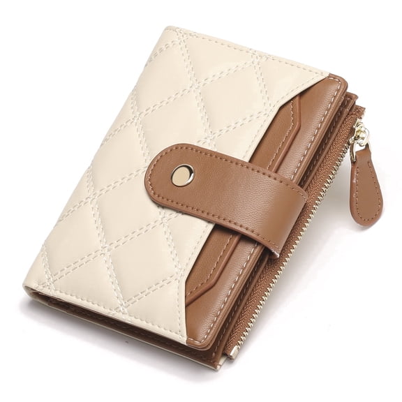 KALUNMA Women's Small Leather RFID Blocking Bifold Zipper Pocket Wallet Ladies Credit Card Slots Purse with Id Window
