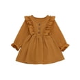 thumbnail image 1 of PENGXIANG Baby Autumn Clothes Solid Color O-Neck Flower Long Sleeves Ruffle Dress, 1 of 8
