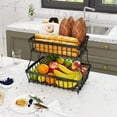 thumbnail image 5 of BiFandian 2 Tier Fruit Basket for Kitchen Countertop, Detachable Metal Fruits Stand Holder Organizer, Bread Snack Veggies Basket, Metal Wire Vegetable and Fruit Produce Storage Organizer, 5 of 8