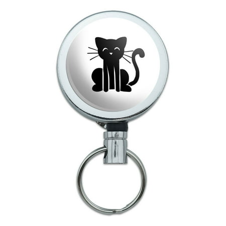 Cat Stick Figure Family Pet Retractable Belt Clip Badge Key