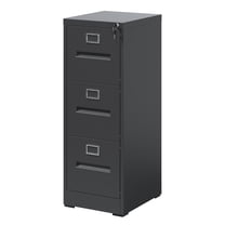 3 Drawer File Cabinet with Lock Metal Vertical File Cabinet Office Home, A4 Legal/Letter Size Narrow File Cabinet Locked,Assembly Required