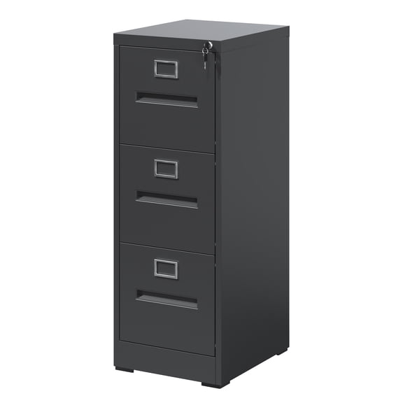 3 Drawer File Cabinet with Lock Metal Vertical File Cabinet Office Home, A4 Legal/Letter Size Narrow File Cabinet Locked,Assembly Required