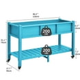 thumbnail image 4 of Dextrus Raised Garden Bed 47x18x31in Wood Mobile Elevated Planter w/ Wheel Locks, Shelf, Liner - Blue, 4 of 10