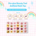 thumbnail image 4 of Vogacara 1 Juego de puntas de uñas artificiales, dibujos animados, patrón encantador, adorables uñas postizas, pegatinas cortas, decoraciones de Pinceles de maquillaje y herramientas PNT-16-18 Vogacara CE011465-18, 4 of 6