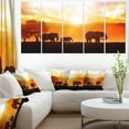 thumbnail image 1 of Elephants Walking At Sunset - African Canvas Art Print, 1 of 3