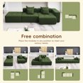 thumbnail image 5 of 105'' L Shaped Modular Sectional Sofa, Corduroy Floor Cloud Couch with 4 Pillows and Wide Armrests, Free Combination Sofa Couch for Living Room, Apartment, Office, Green, 5 of 9