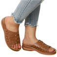thumbnail image 7 of UDAUDU Women's Sandals Slides Wedge Open Toe Thick Sole Lightweight Slip Resistant Cozy Roman Style Beach Sandal Summer Walking Shoes Light Brown 6.5 Wide, 7 of 7