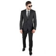 thumbnail image 4 of Slim Fit Men Suit Solid Black 2 Button Notch Lapel Flat Front Pants by Azar (54 Regular 48 Pants), 4 of 5