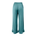 thumbnail image 5 of WERYOUNG Women's Casual Pants Solid Color Elastic Waist Flared Trousers Loose Fit Wide Leg Cropped Pant With Ruffled Hem Holiday Vacation Breathable Cozy Trouser, 5 of 5