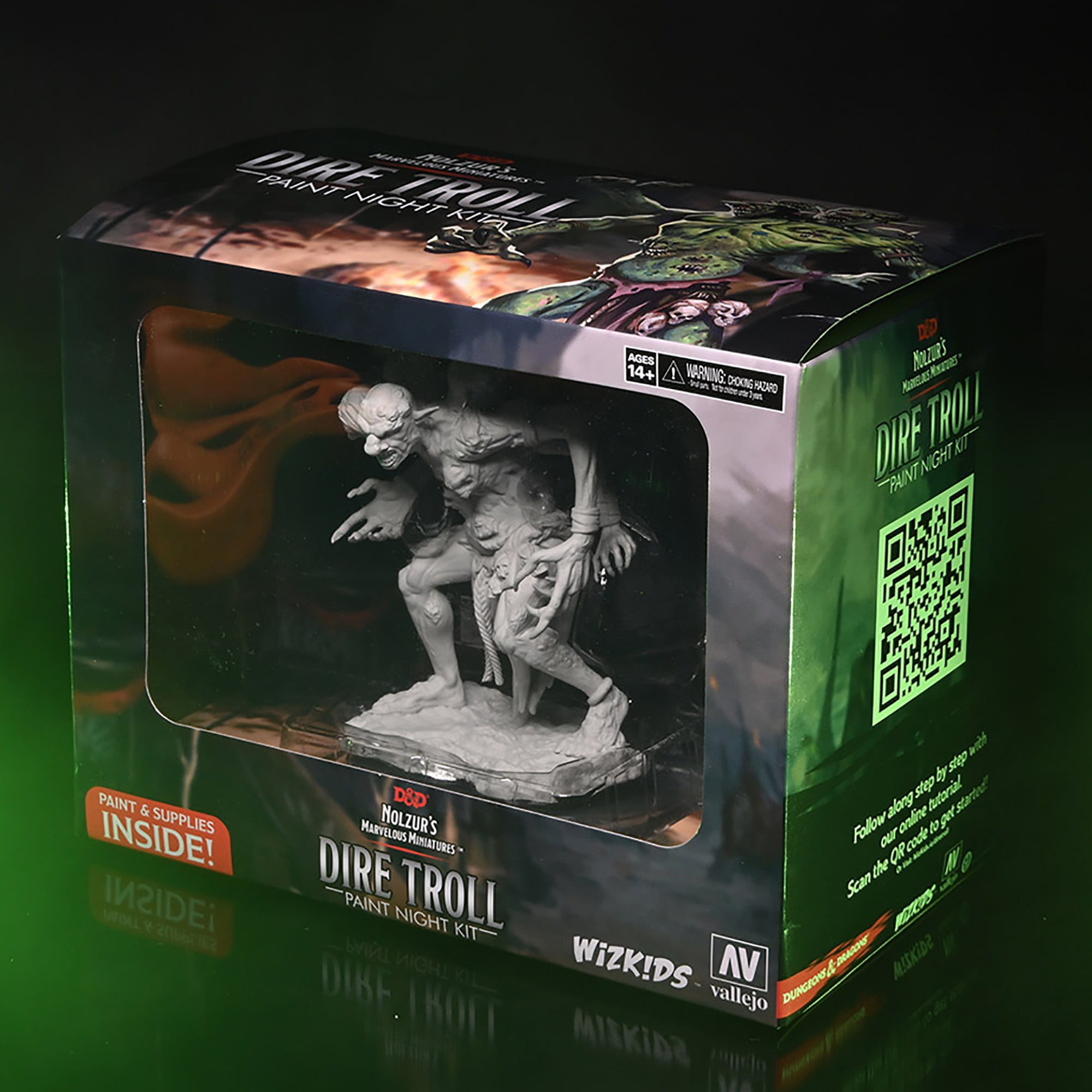 D&D: Nolzur's Marvelous Miniatures: Dire Troll - Paint Night Kit - All-In-One Kit, Unpainted Figure, Paints, Brushes, RPG, Dungeons & Dragons