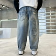 thumbnail image 5 of TBWNWG Boys Jeans Size 8,Boys Jeans Summer Kids Street Kids Baggy Straight Pants Boys Wide Legs Pocket Pants,Sizes 11-12 Years, 5 of 9