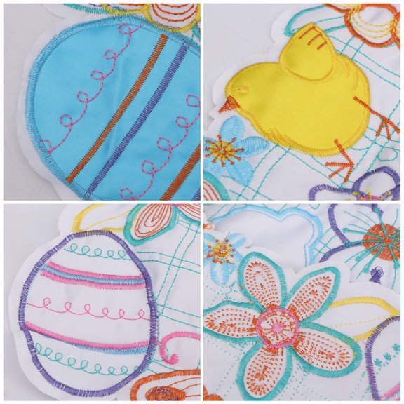 OULII Easter Rabbit placemat with Cartoon Egg Pattern for Eating Use Linen Material Multi Color 1Pc