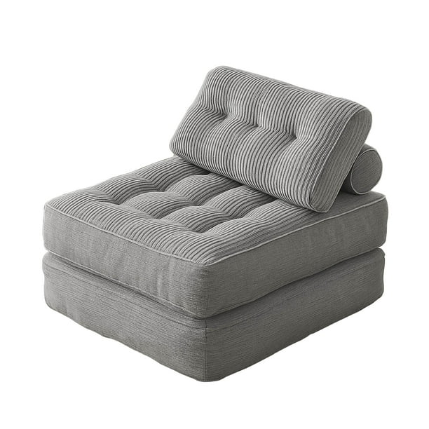 Magma Life Sofá Plegable 2 en 1, Terciopelo Suave, Relleno de Memory Foam, Respaldo Antideslizante, Color Gris, 85x85x78 cm, Se Convierte en Cama, Ideal para Sala, Recámara u Oficina