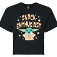 thumbnail image 3 of Star Wars - The Mandalorian Snack Enthusiast Grogu  - Juniors Cropped Short Sleeve Graphic T-Shirt, 3 of 5