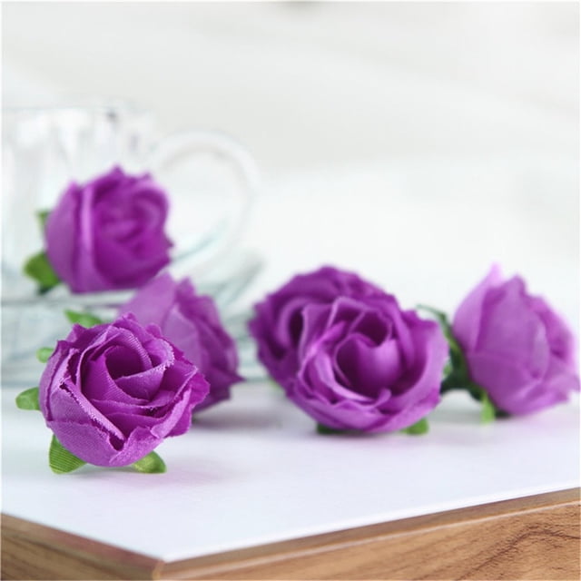 50PCS Simulation Rose Artificial Flower Head Handwork DIY Little Bud Wedding Decorated Wall Flower Arrangement
