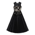 thumbnail image 3 of TiaoBug Kids Girls Lyrical Dance Dress Sleeveless Floral Sequins Maxi Skirt Spirit Praise Tank Leotard Black 12, 3 of 7