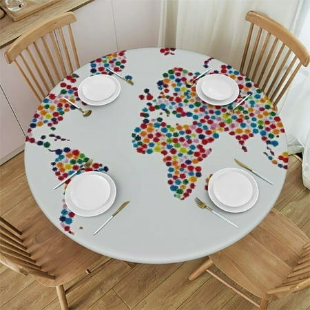 

Xllo0ord Table Cloth Round Tablecloth Waterproof Wipe Clean Polyester Table Cloths Botany Planet Fits up Tables 46-50