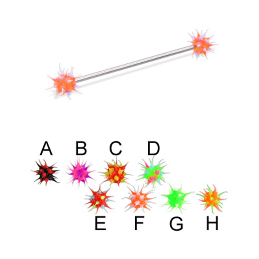 Long Barbell (Industrial Barbell) With Koosh Balls, 16 Ga,1 1/8" (29Mm) Long,E