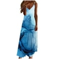 thumbnail image 2 of EGNMCR Robes de Vacances pour Femmes Robe à Bretelles d'Été Sans Manches Imprimée Col en V Décontractée Longue Robe Maxi, 2 of 5
