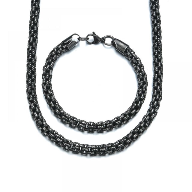 Collar para hombre Placa de acero inoxidable de alta calidad Cadena veneciana Cadena de guisantes Cadena de 4 mm / 6 mm de ancho con cierre de langosta para hombres y niños, longitud 46-76 cm