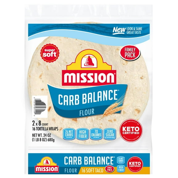 Mission Carb Balancen 8" Soft Taco Flour Tortillas, 16 ct.