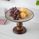 thumbnail image 4 of Frutero de pedestal de cerámica acanalada con base de madera, bandeja rústica y elegante for servir postres y centro de mesa., 4 of 8