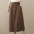 thumbnail image 4 of Midi Skirts for Women Fashion Solid Color Casual High Waisted Button Skirt with Pocket Summer Women's Skirts, 4 of 6