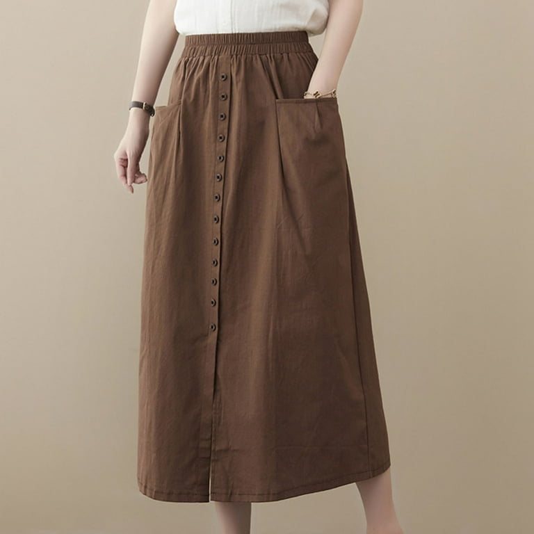 SALE!店舗完売*関送料込☆Ada Button Front Skirt Size:4 Aofany Women's Maxi Skirt Button Front Midi Long A-Line