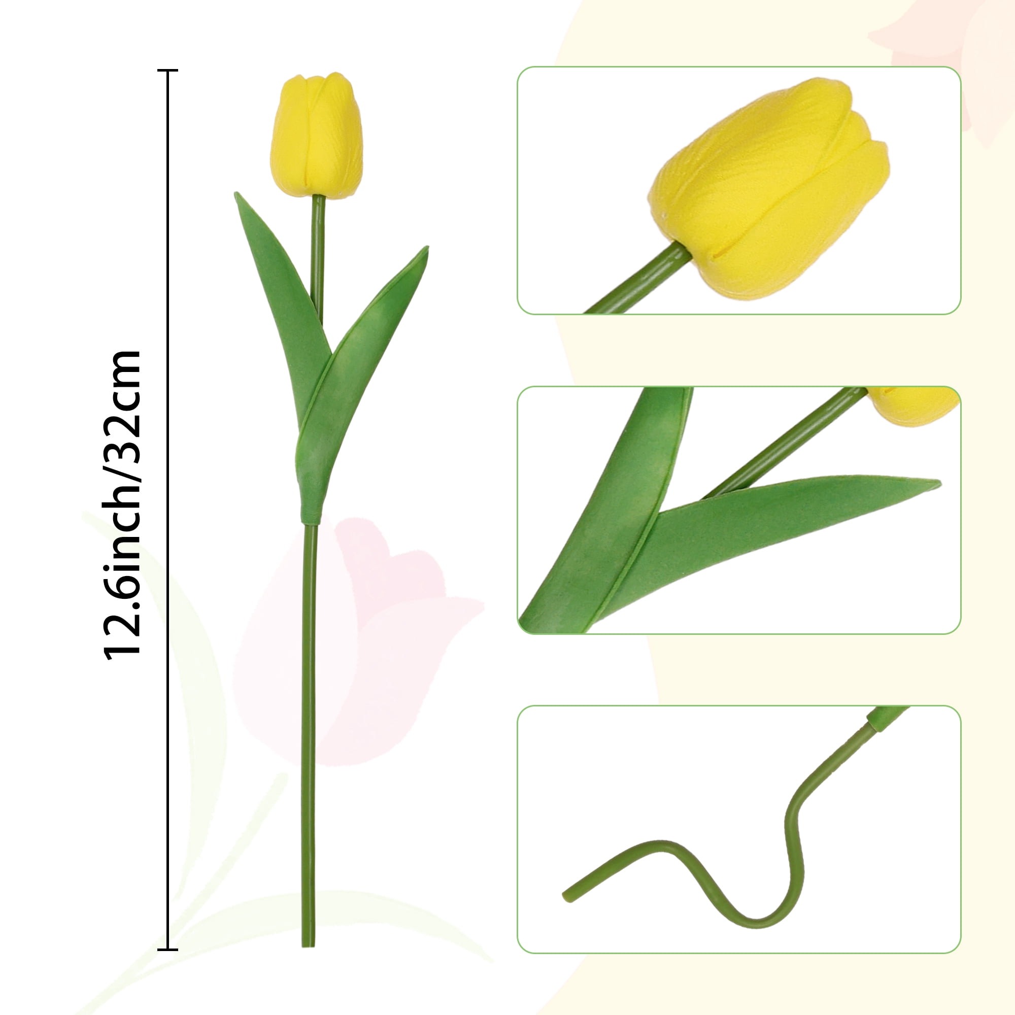 Unique Bargains Artificial Tulip Fake Flowers 12pcs Bouquets for Home Wedding Decor Yellow