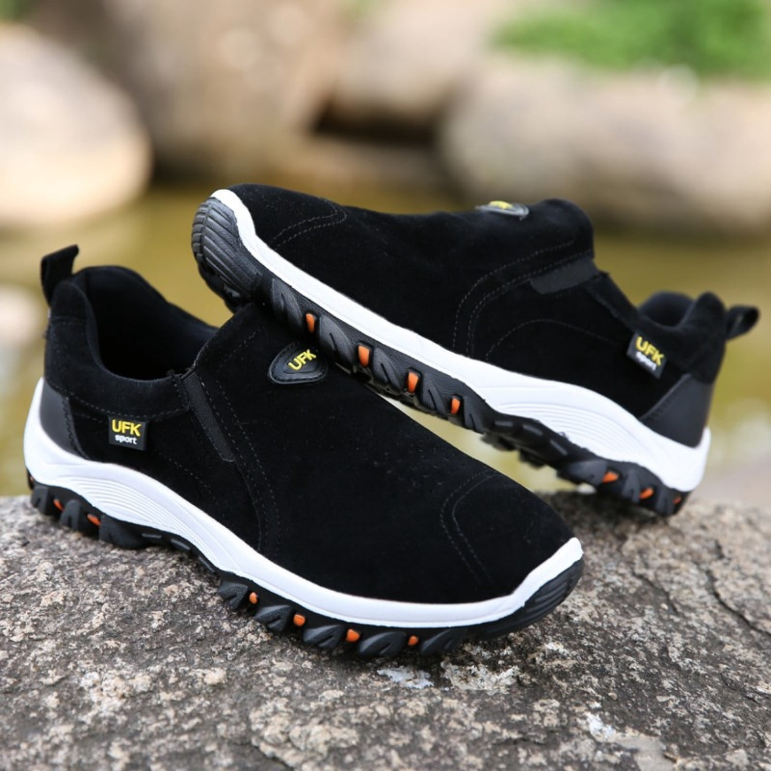 Men's Slip On Walking Sneakers Outdoor Hiking Shoes Lightweight Athletic Footwear