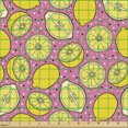 thumbnail image 2 of Lemons Fabric by the Yard, Continuous Pop Colors Citrus Slices Cartoon Print, Decorative Upholstery Fabric for Chairs & Home Accents, Pink Yellow and Cream by Ambesonne, 2 of 5