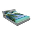 thumbnail image 2 of Ambesonne Tropical Fitted Sheet & Pillow Sham Set, Paradise View Maldives, Queen, Green Aqua Blue, 2 of 2