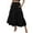Black, variant on Women's Long Swing A-Line Skirt Flowy Boho Dress Tiered Pleated Design with Elastic Waistband and Side Pockets for Summer Beach
