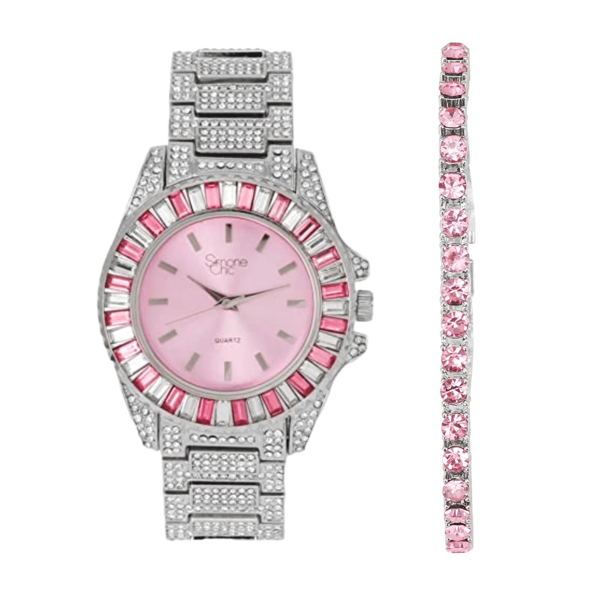 Women\'s Gold Blush Bezel Colored Dial Roman Numerals Iced Out Watch St10327la Oversized MK-7275 Michael Kors Rose Gold-Tone Watch main image 2