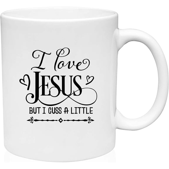 Coffee Mug I Love Jesus But I Cuss A Little Funny Religion Christian Hearts White Coffee Mug Funny Gift Cup