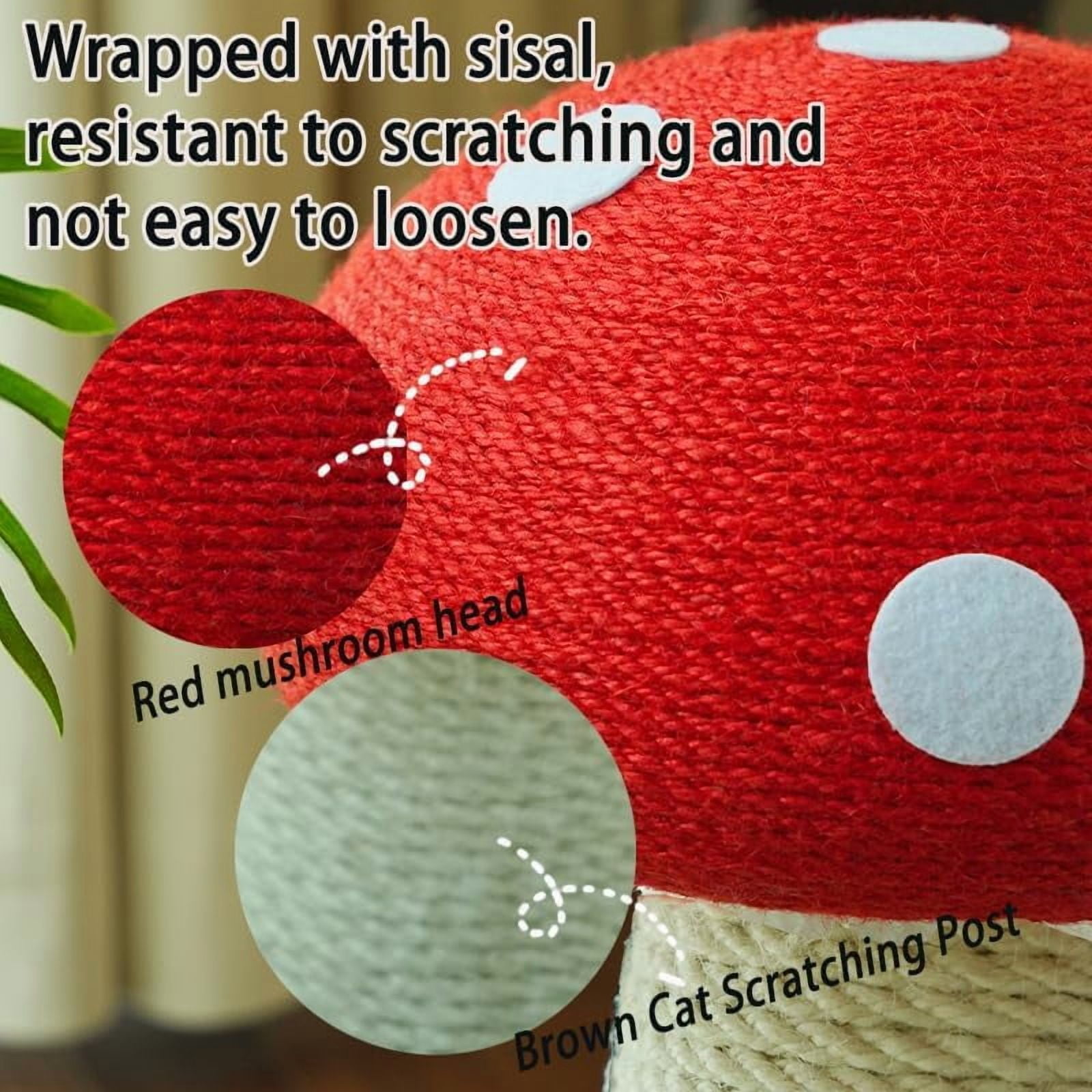 Mushroom Cat Scratching Post for Indoor Cats, Cute Scratching Post with Durable Solid Wood Spinner Toy, Mushroom-Shaped Cat Toy and Sisal Scratching Post to Protect Your Furniture