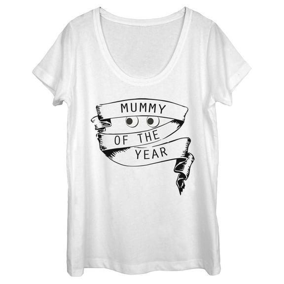 Women's Lost Gods Halloween Mummy of the Year Scoop Neck White 2X Large