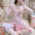 thumbnail image 3 of 2023 Sanrio Hello Kitty pantalones Anime Doraemon pijamas finos de felpa moda cómoda cuello redondo cálido conjunto de ropa de dormir Otoño/Invierno, 3 of 4