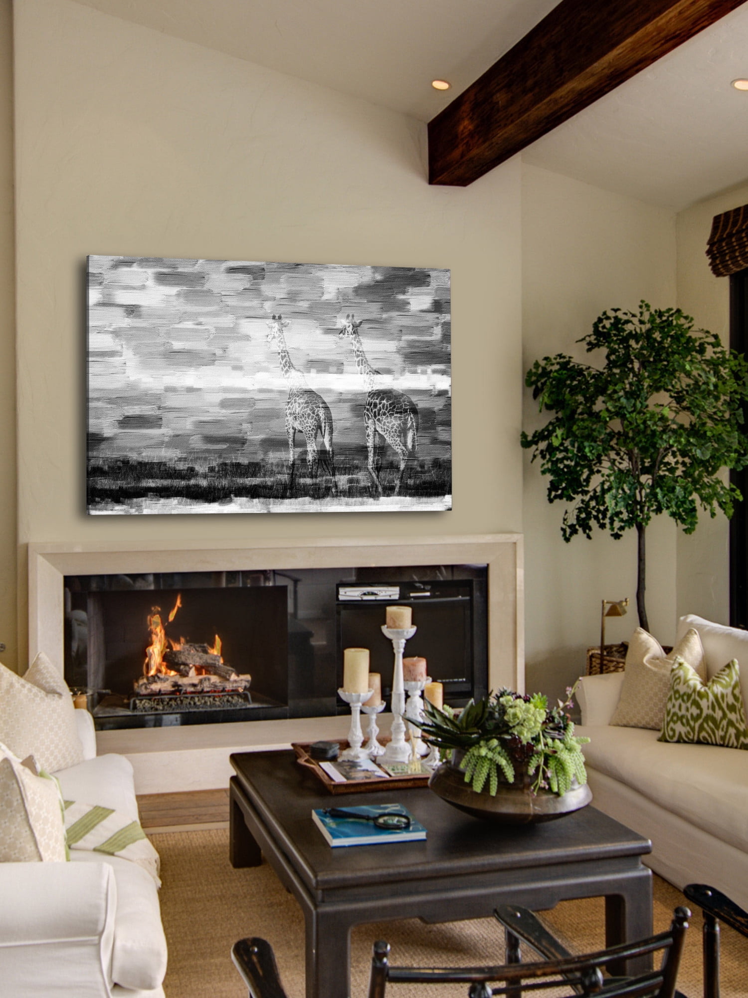 Parvez Taj "Giraffes" Print on Canvas