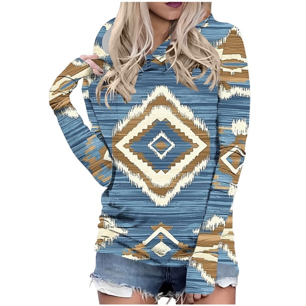 Camiseta con Capucha Impresa de Estilo Bohemio de Manga Larga para las Mujeres de Manga Larga de Manga Larga de Manga Larga de Manga Larga de Manga Larga de Manga Larga de Manga Larga de Manga Larga