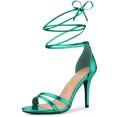 thumbnail image 1 of Sandalias Con cordones Y punta Abierta Tacón de aguja Allegra K Verde 37, 1 of 6