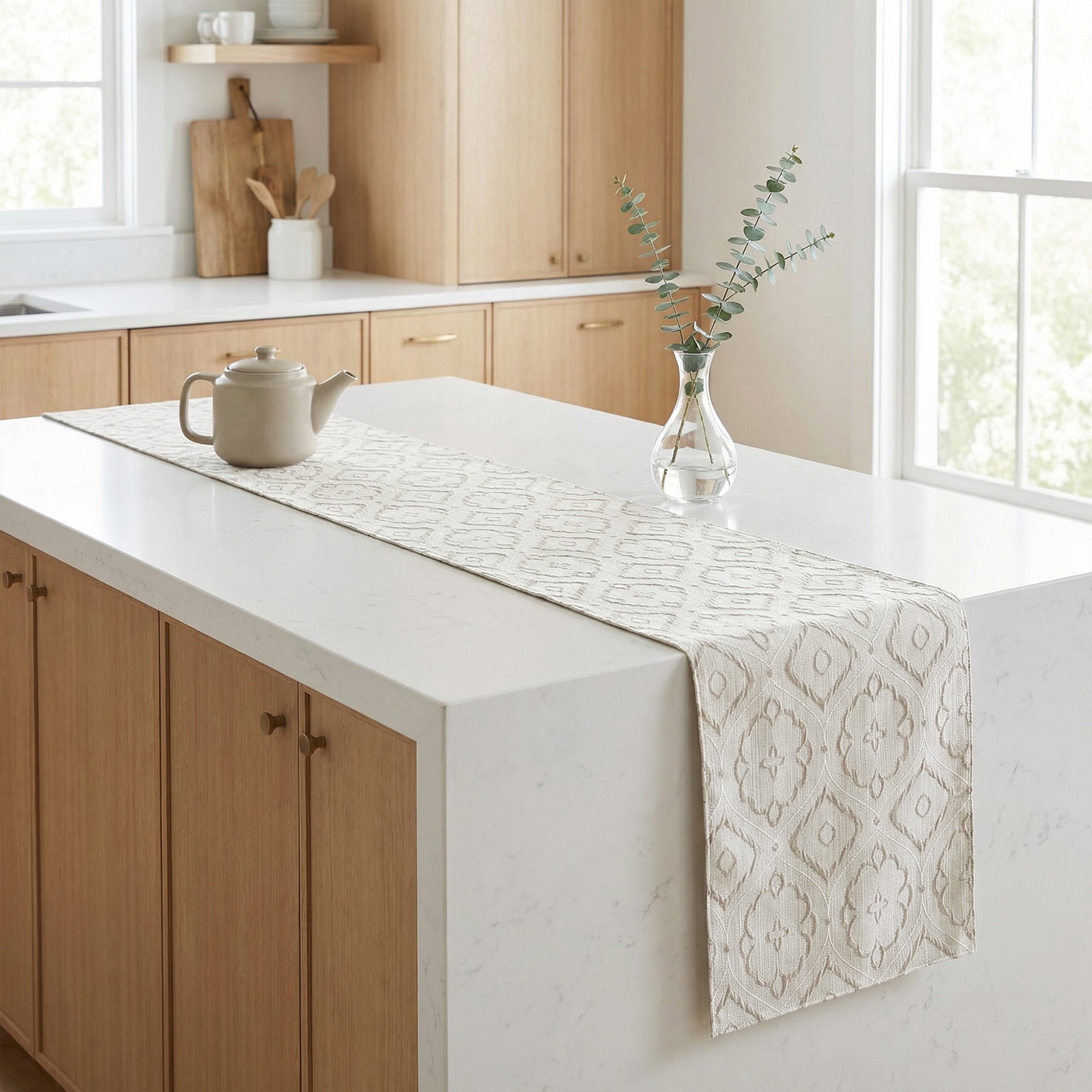Unique Bargains Long Washable Polyester Runner Table Runner for Table Gray 13.8"x94.5"