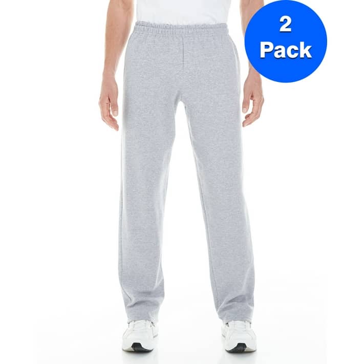 Mens 8 oz. Open-Bottom Sweatpants with Pockets 2 Pack - Walmart.com