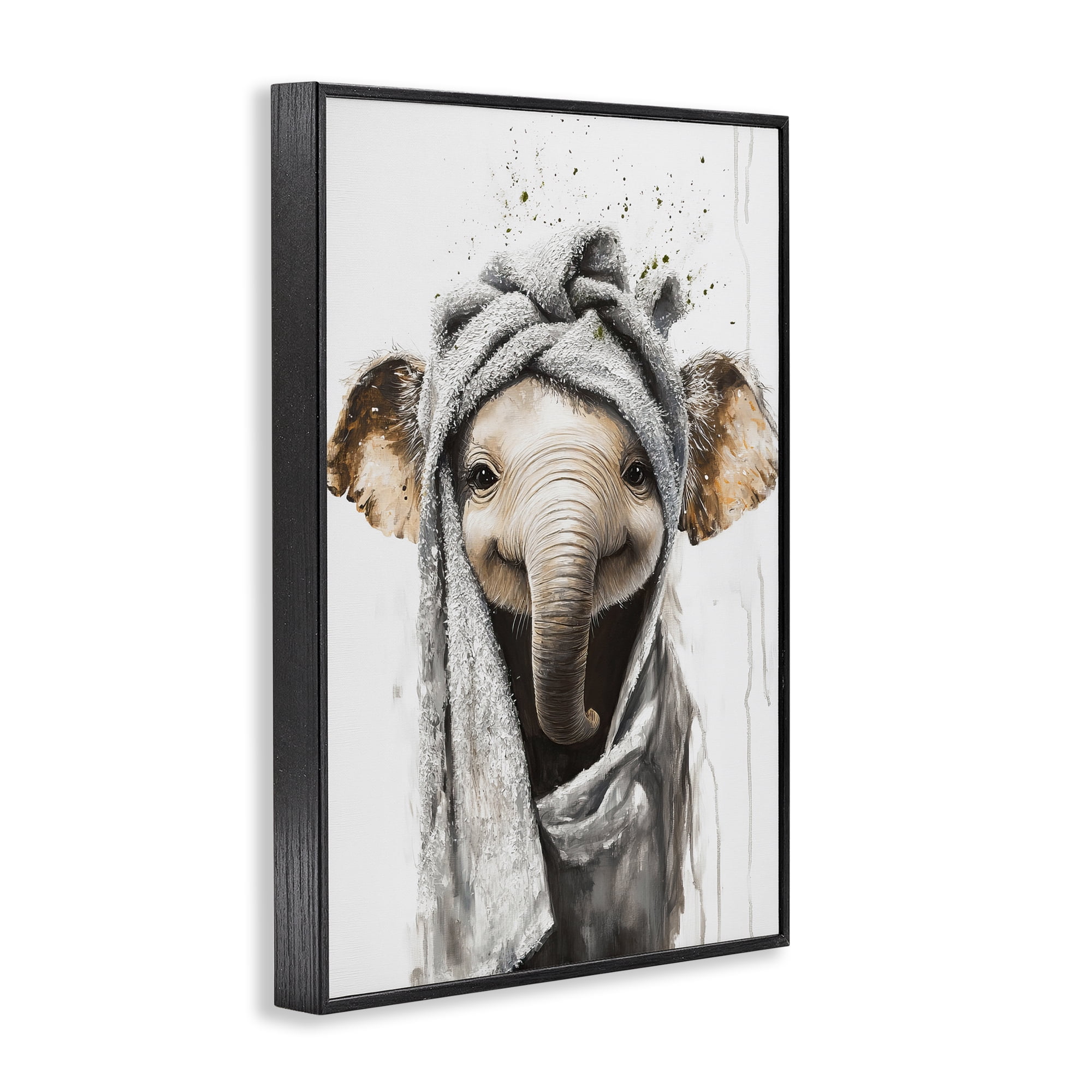 Stupell Industries Squeaky Clean Elephant Black Framed Giclee Art, design by Tina LeCour