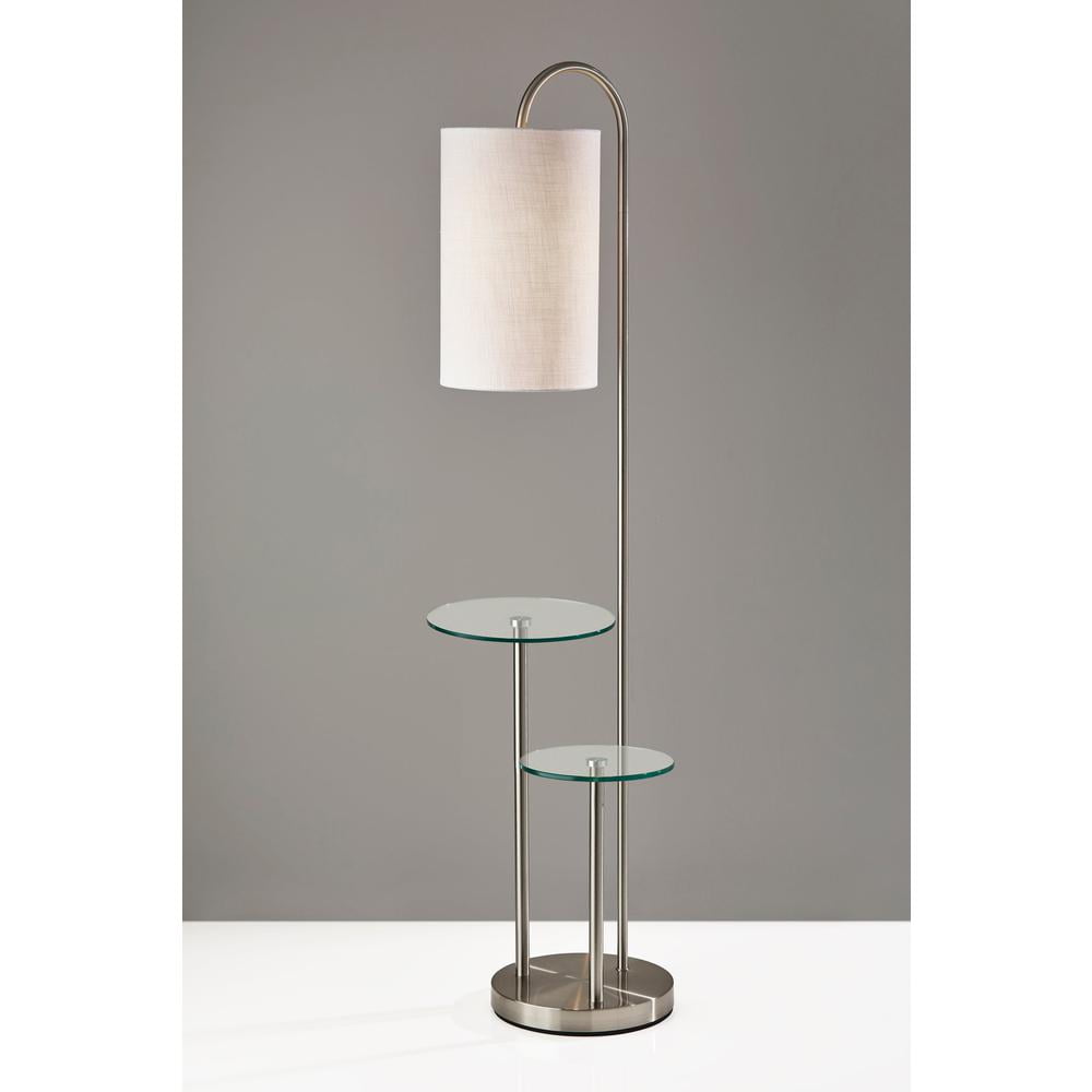 Adesso Leonard Shelf Floor Lamp, Brushed Steel