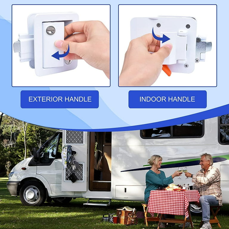 RV Door Lock Replacement, 100% Metal Camper Door Handle Latch with