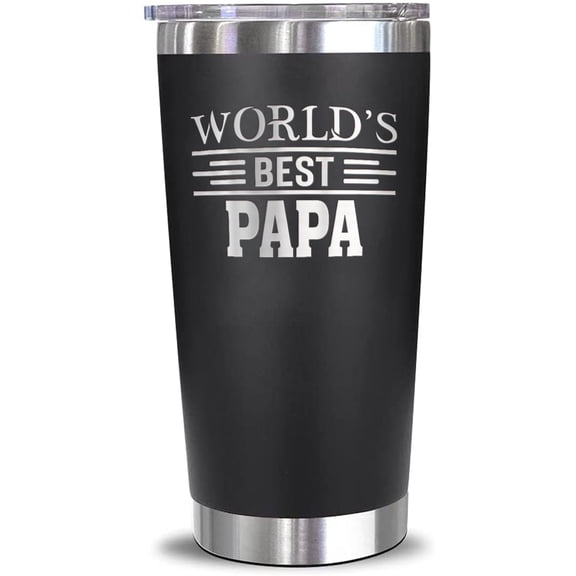 World''s Best Papa Tumbler - Best Papa Laser Engraved - Papa Mug - Father''s Day Gift - Birthday Gift For Papa - Papa Coffee Mug - Stainless Steel Travel Tumbler 20Oz, Black