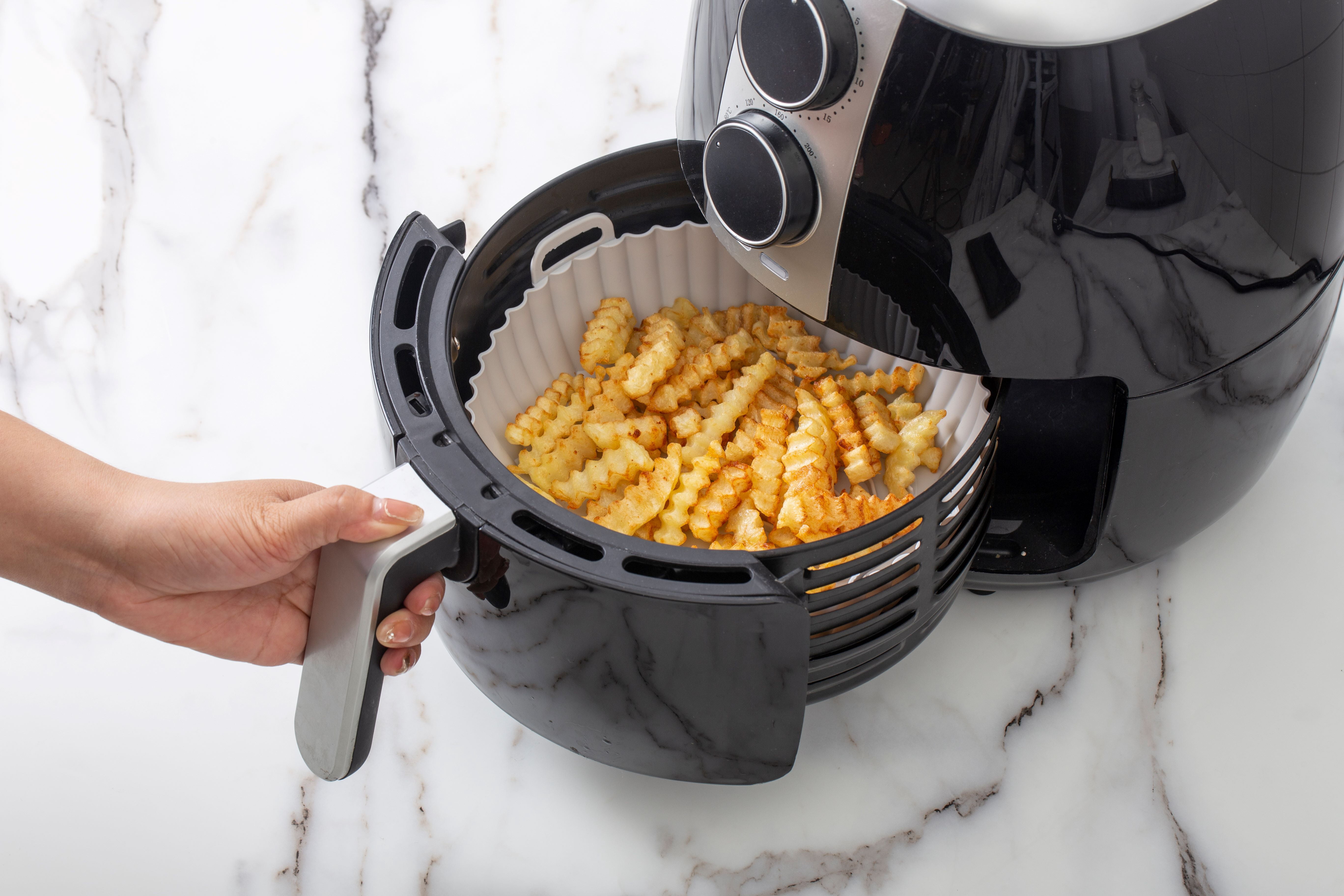 (3 pack) Cook with Color Grey Silicone Reusable Air Fryer Liner, 7” diameter 2” tall, 1 Count per Pack