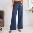 thumbnail image 2 of Pantalones casuales rectos para mujer: bolsillos laterales, para todas las estaciones, poliéster, color liso básico, tallas S-XXL, 2 of 5